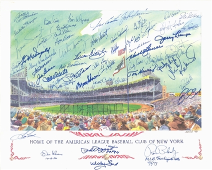 New York Yankees Multi Signed Yankee Stadium Litho With Over 30 Signatures (Beckett)